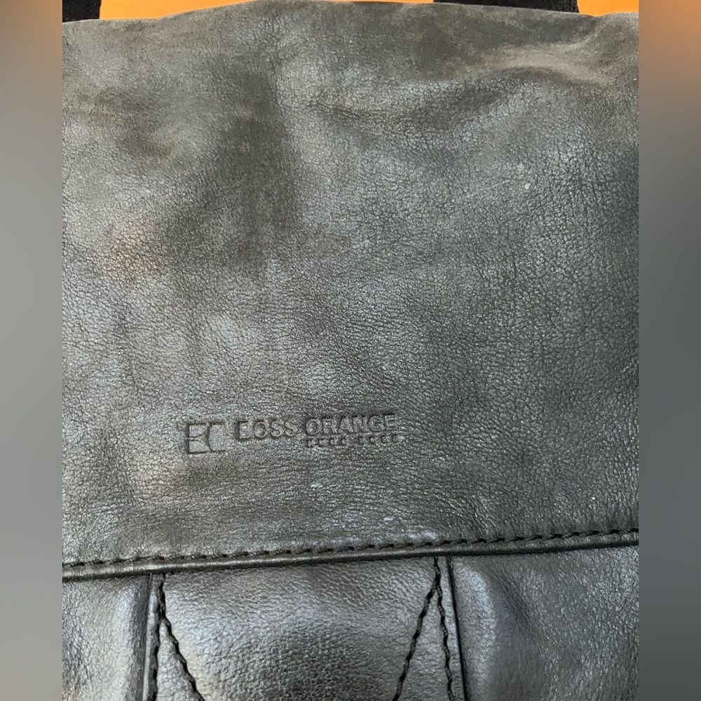 BOSS ORANGE Men's Gray Leather Backpack